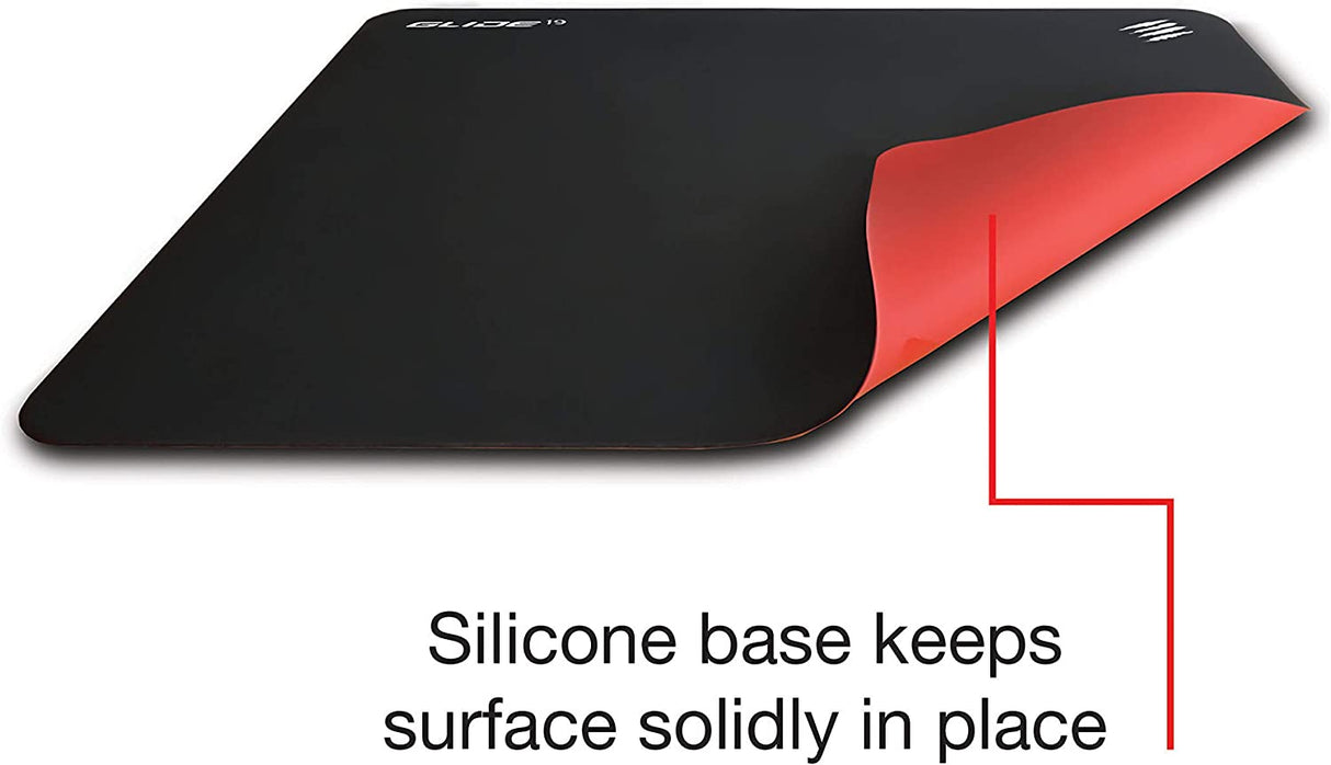 Mad Catz The Authentic G.L.I.D.E. 19 High Performance Gaming Mouse Pad Water Resistant Gaming Surface With Heat Bonded Edges And Non-Slip Silicone Base 12.4 x 15.4 in, Black Medium (0.1" x 15.4" x 12.4")