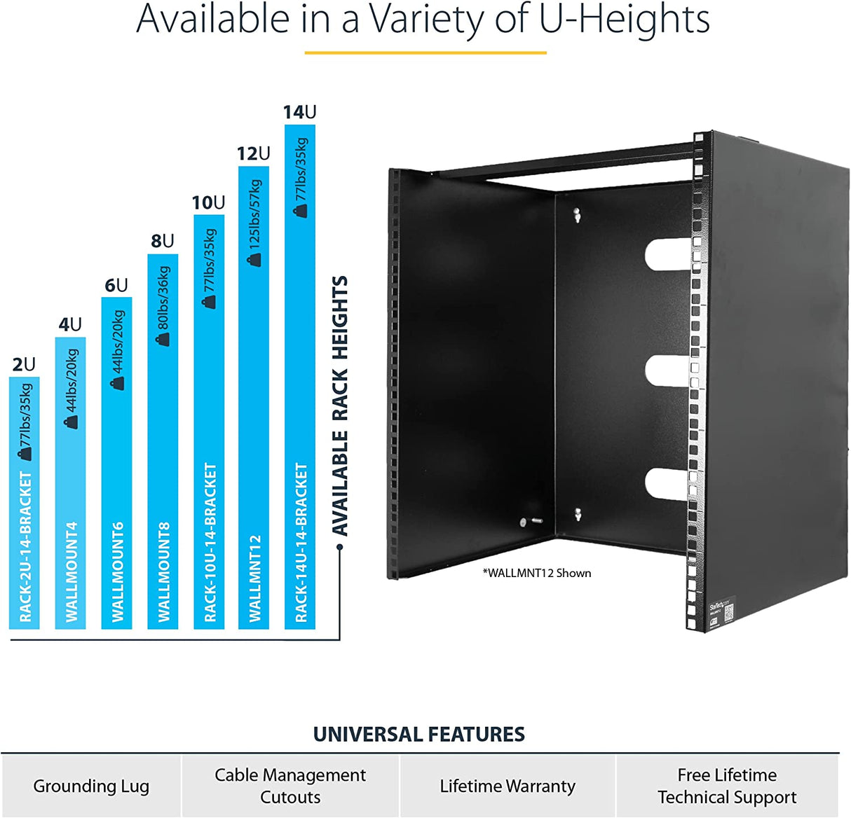 StarTech.com 4U Wall Mount Network Rack - 14 Inch Deep (Low Profile) - 19" Patch Panel Bracket for Shallow Server and IT Equipment, Network Switches - 44lbs/20kg Weight Capacity, Black (WALLMOUNT4) 4U Panel Bracket