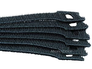 Monoprice Hook and Loop Fastening Cable Ties 6 in 50 pcs/pack Black 50 Pack Black