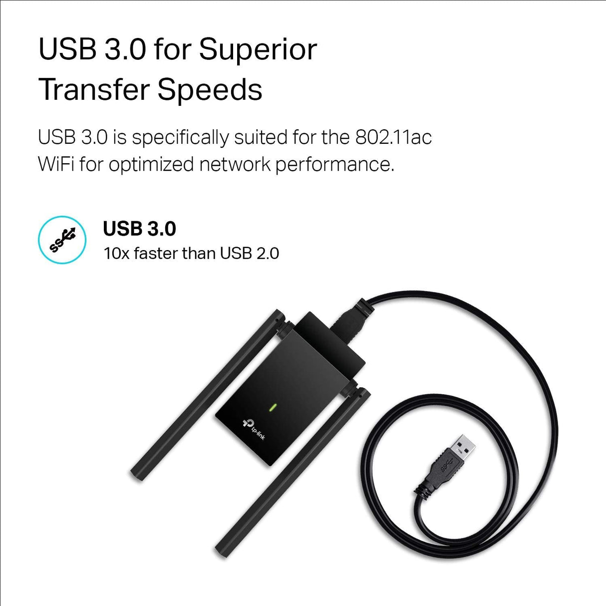 TP-Link USB WiFi Adapter, AC1300Mbps Dual Band 5dBi High Gain Antenna 2.4GHz/ 5GHz Wireless Network Adapter for Desktop PC (Archer T4U Plus)- Supports Windows 11/10/8.1/8/7, Mac OS 10.9 - 10.14 AC1300 Dual Band