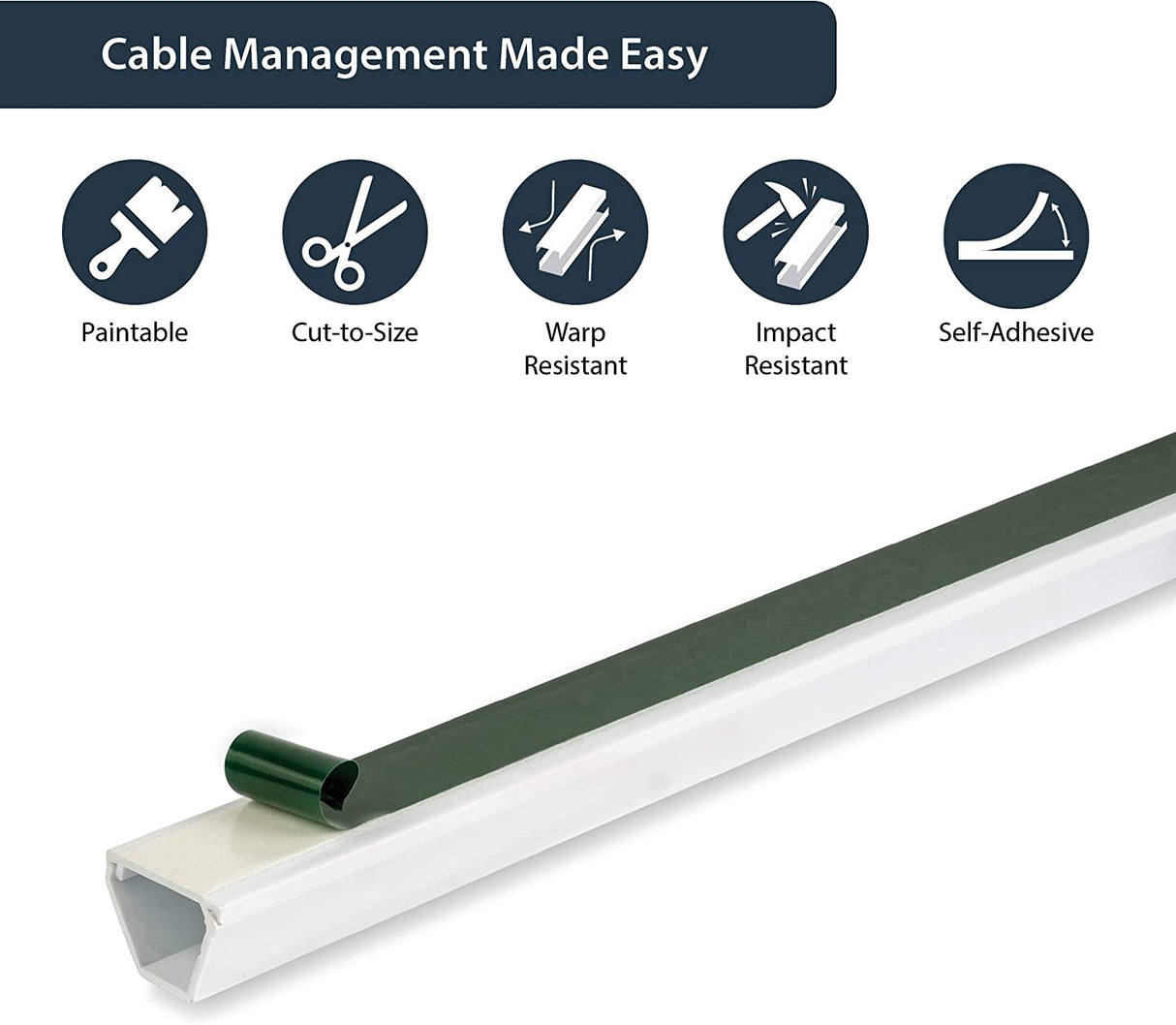 StarTech.com 6 ft 2 Piece Cable Raceway Duct - White 0.7in x 0.6in 6 ft / 2m Single
