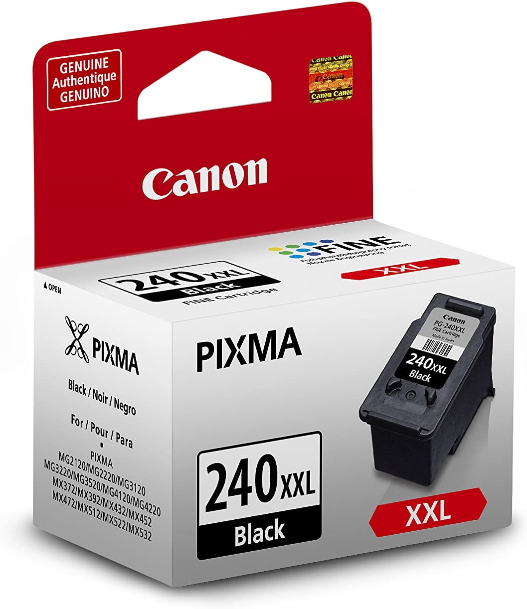 Canon PG-240 XXL Black Ink Cartridge & PG-240 XL Black Ink Catridge Compatible to Printer MG2120, MG3120, MG4120, MX512, MX432, MX372, MX522, MX452, MG3520, MG3620, MX472, MX532, TS5120 Black Ink + Black Ink