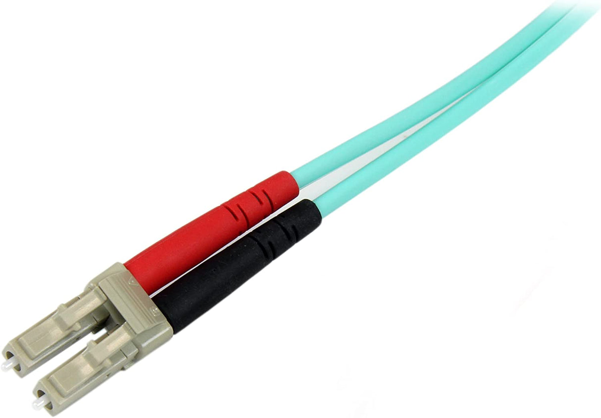 StarTech.com Aqua OM4 Duplex Multimode Fiber – 16 ft / 5m – 100 Gb – 50/125 – OM4 Fiber – LC to LC Fiber Patch Cable (450FBLCLC5)