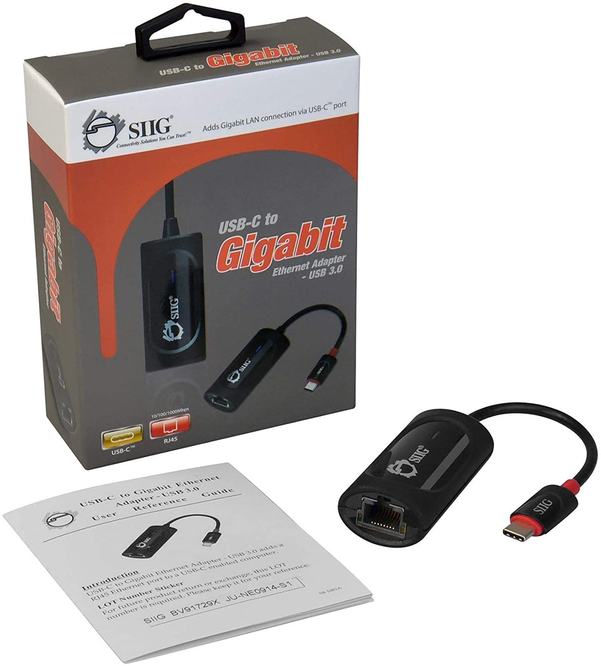 SIIG USB Type C to Gigabit Ethernet Adapter - 10/100/1000 Mbps LAN adapter for Windows and Mac Systems, Thunderbolt 3 (Black) Black - USB C