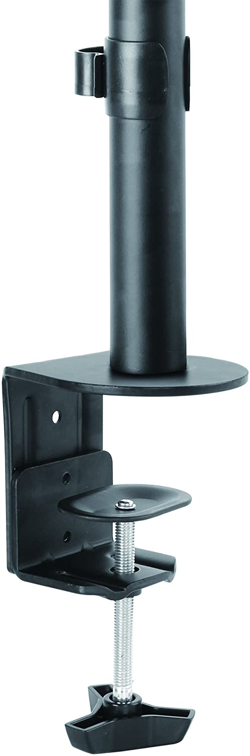 StarTech.com Single Monitor Desk Mount - Single Screen Heavy Duty Pole Mount for up to 34inch VESA Compatible Displays - Ergonomic Height Adjustable Monitor Arm Mount - Desk Clamp/Grommet (ARMPIVOTV2) Black Desk & Grommet Clamp