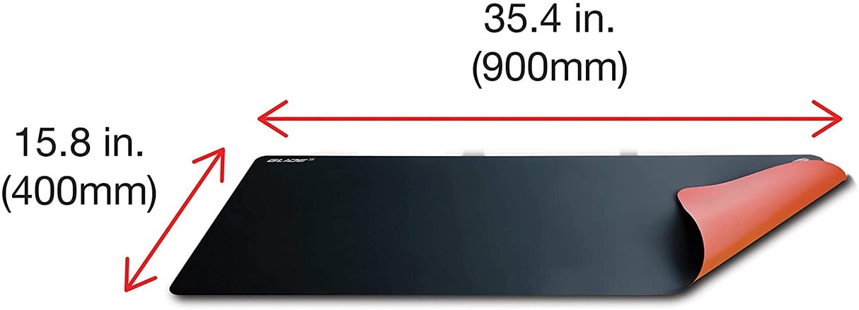Mad Catz The Authentic G.L.I.D.E. 38 High Performance Gaming Mouse Pad Water Resistant Gaming Surface With Heat Bonded Edges And Non-Slip Silicone Base 35.4 x 15.7 in, Black Large (0.1" x 35.4" x 15.7")