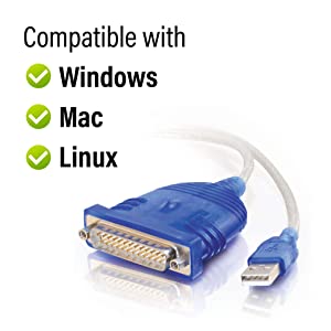 C2g/ cables to go C2G USB Adapter USB to DB25 Adapter Grey 6 Feet (1.82 Meters) Cables to Go 22429,Gray