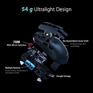 ASUS ROG Harpe Ace Aim Lab Edition Gaming Mouse, 54 g Ultra-Lightwieght, Connectivity (2.4GHz RF, Bluetooth, Wired), 36K DPI Sensor, 5 Programmable Buttons, ROG SpeedNova, Esports & FPS Gaming, Black