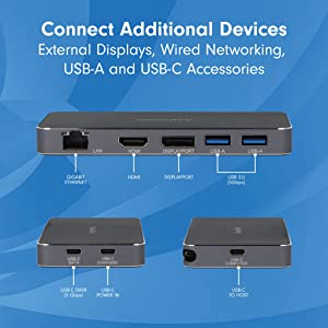 VisionTek VT350 Portable USB-C Docking Station with Power Passthrough