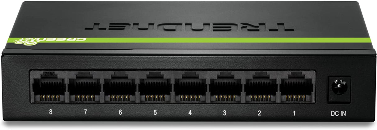 TRENDnet 8-Port Unmanaged Gigabit GREENnet Desktop Metal Switch, Ethernet Splitter, Fanless,16Gbps Switching Capacity, Plug & Play, Lifetime Protection, TEG-S80G,Black 8-Port Gigabit