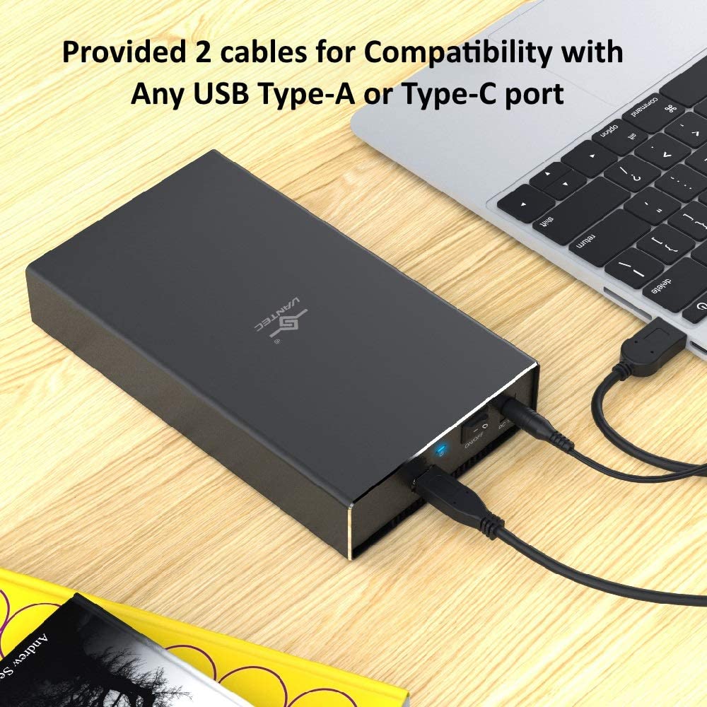 Vantec NST-371C31-BK NexStar Gx USB 3.1 Gen 2 Type-C 3.5" Sata HDD/SSD Enclosure, Comes with C to C and C to A Cable, Aluminum Casing, Black