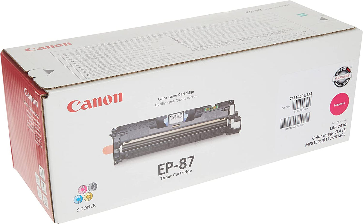 Canon Genuine Toner, Cartridge EP-87 Magenta (7431A005), 1 Pack, for Canon Color imageCLASS MF8170c, MF8180c Laser Printer