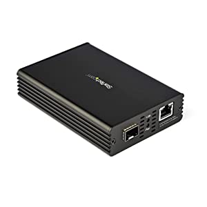 StarTech.com 10GbE Fiber Ethernet Media Converter for 1/2.5/5/10Gbps Network NBASE-T SFP to RJ45 Multigigabit Singlemode/Multimode Fiber Optic to Copper Network Ethernet to Fiber Bridge (MCM10GSFP)