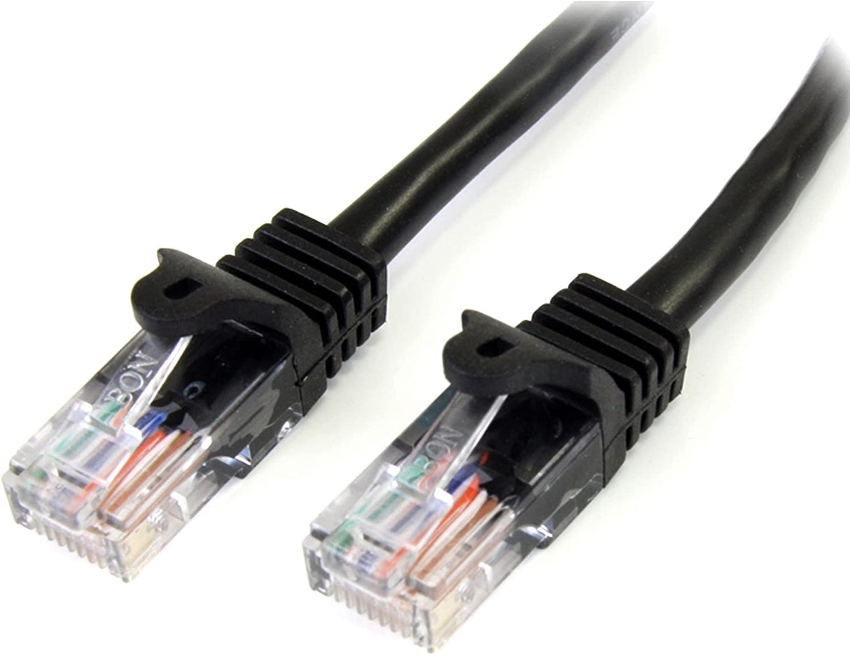 StarTech.com 3 ft. (0.9 m) Cat5e Ethernet Cable - Power Over Ethernet - Snagless - Black - Ethernet Network Cable (45PATCH3BK) 3 ft / 1m Black