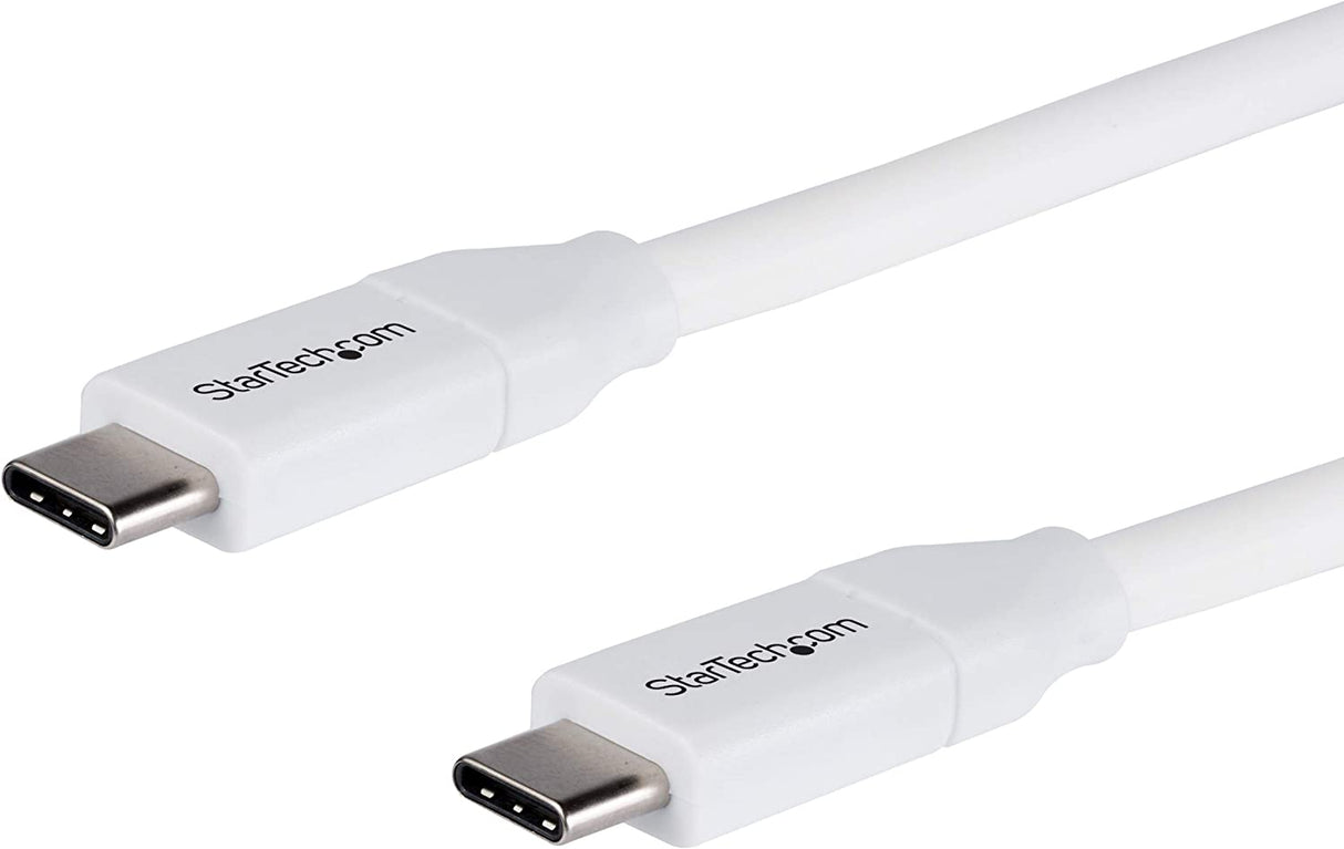 StarTech.com USB C to USB C Cable - 6 ft / 2m - 5A PD - M/M - White - USB 2.0 - USB-IF Certified - USB Type C Cable - USB C Charging Cable (USB2C5C2MW) White 6 ft/ 2 m