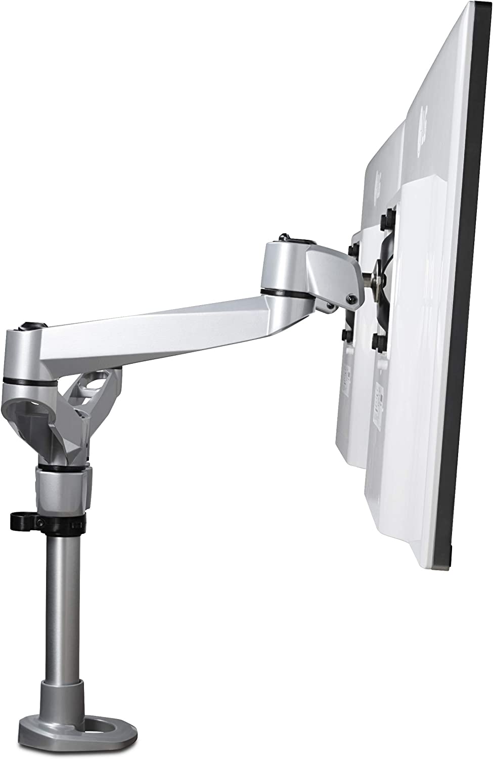 StarTech.com Desk Mount Dual Monitor Arm - Premium Articulating Monitor Arm - up to 27 VESA Mount Displays - Height Adjustable Monitor Mount - Rotate/Tilt/Swivel - Clamp/Grommet - Silver (ARMDUALPS)