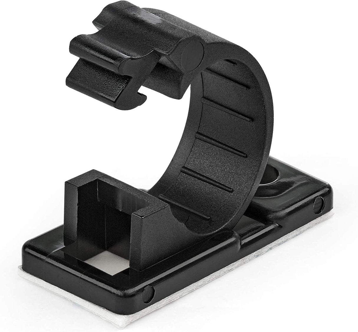 StarTech.com 100 Adhesive Cable Management Clips Black - Network/Ethernet/Office Desk/Computer Cord Organizer - Sticky Cable/Wire Holders - Nylon Self Adhesive Clamp UL/94V-2 Fire Rated (CBMCC2) Medium | 0.47 in. (12 mm) max. diameter