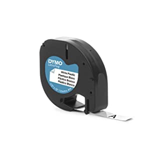 DYMO - SAN91331 91331 LetraTag Labeling Tape for LetraTag Label Makers, Black Print on White Plastic Tape, 1/2'' W x 13' L, 1 Roll White 156 in. X 1/2 in. Plastic Tape