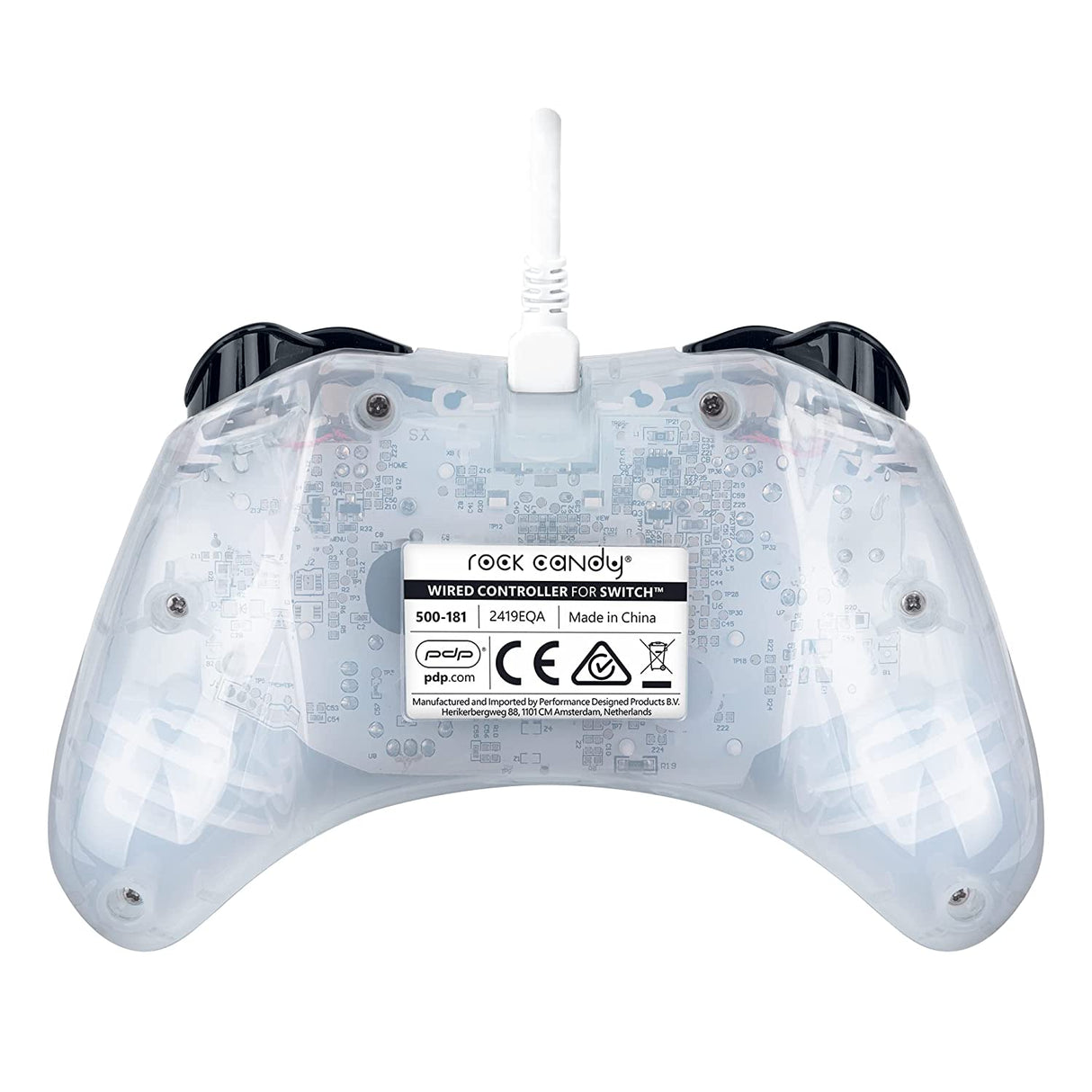 PDP Rock Candy Wired Gaming Switch Pro Controller - Frost White / Clear - Licensed for Switch and OLED - Compact, Durable Travel Controller - Nintendo Switch Frost White OLED Edition