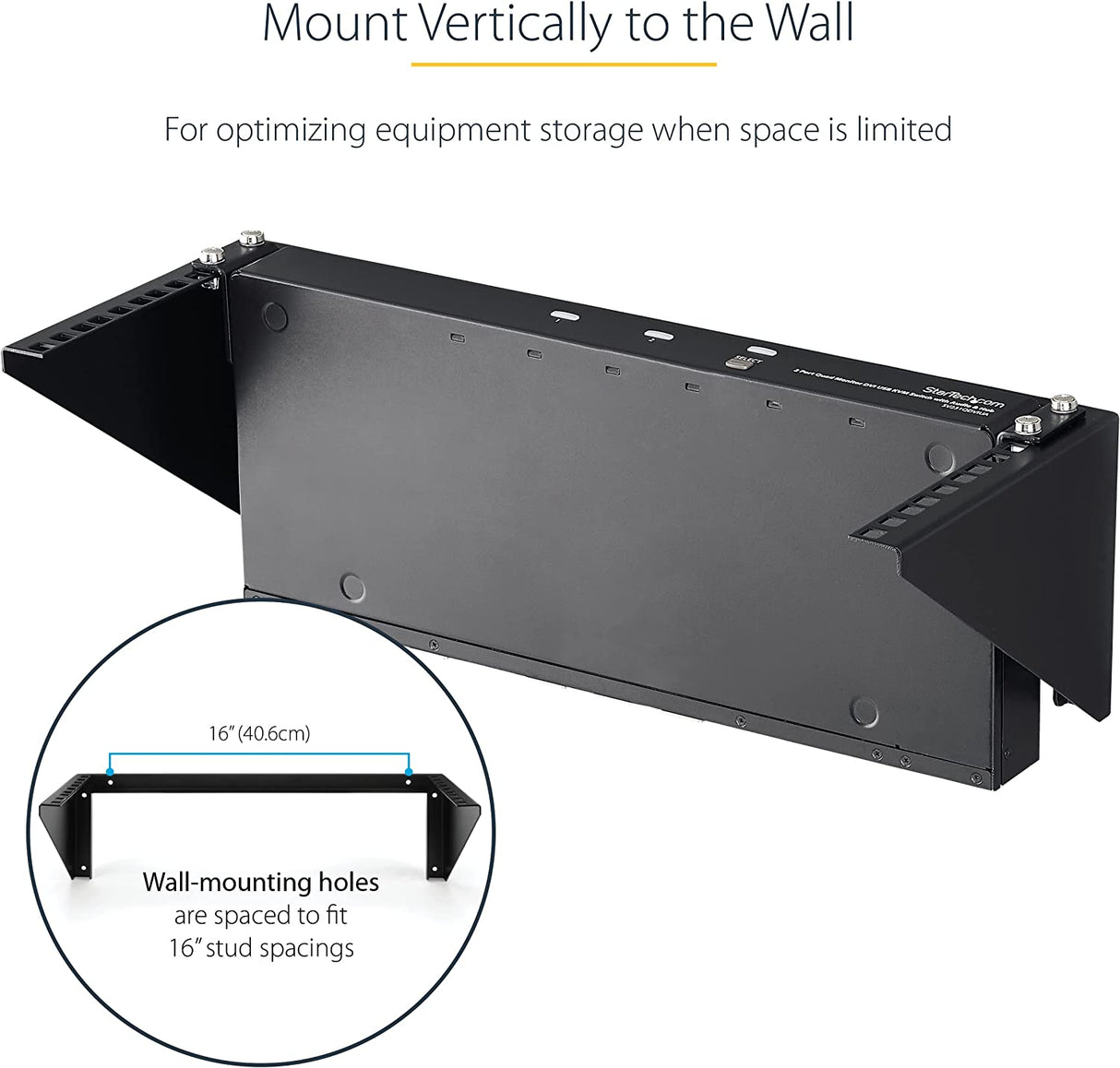 StarTech.com 4U Wall Mount Patch Panel Bracket - 19 inch Steel Vertical Mounting Rack for Network and Data Equipment (RK419WALLV) 4U Bracket