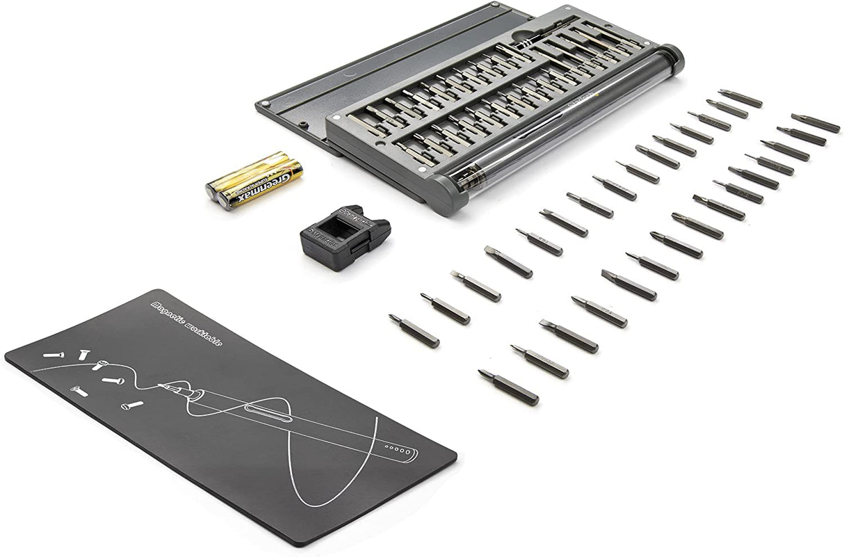 StarTech.com 55-Bit Electric Precision Screwdriver Set - Portable Cordless Battery Powered Bit Driver Kit for Electronics, Laptop, Computers, Tablet & Phone Repairs - Magnetic Work Pad (CTK55PCEDRIVE)