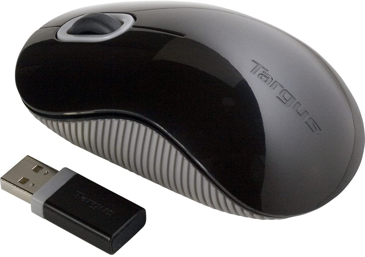 Targus Wireless Mouse with Blue Trace Technology for Tracking, Includes Micro USB Receiver and 2 Batteries, Black and Gray (AMW50US)