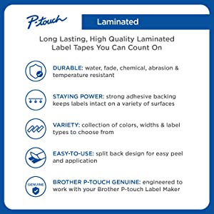 Brother Genuine P-touch TZE-B51 Tape, 1" (0.94") Wide Standard Laminated Tape, Black on Fluorescent Orange, Laminated for Indoor or Outdoor Use, Water-Resistant, 0.94" x 16.4' (24mm x 5M), TZEB51 Black on Fluorescent Orange 1 Inch