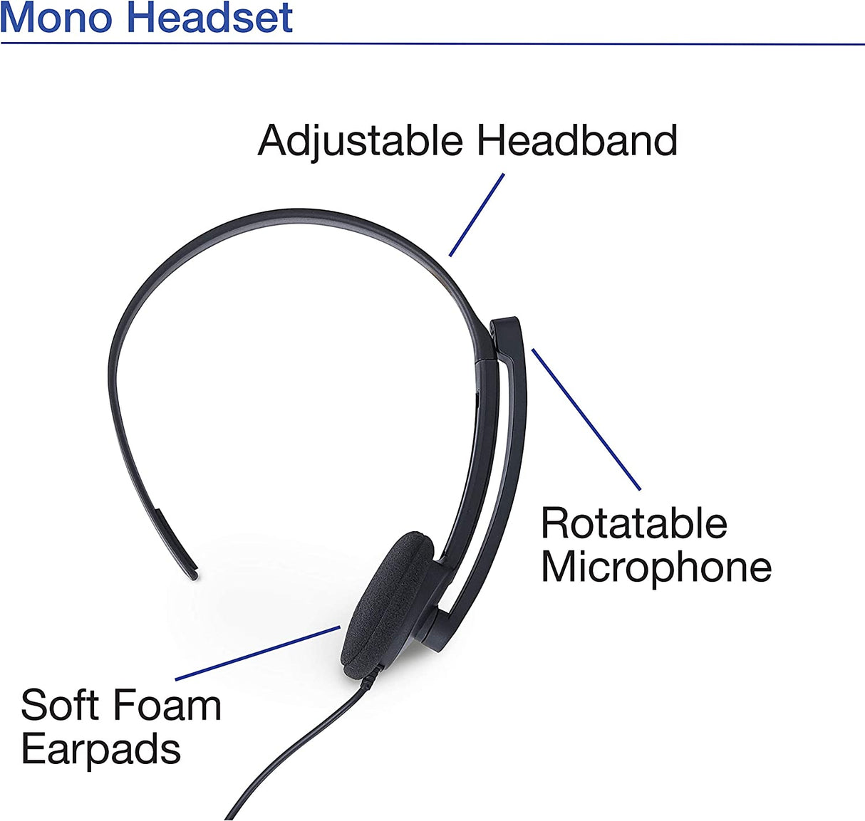 Verbatim Mono 3.5mm Headset with Microphone and in-Line Remote Mono - In-Line Remote