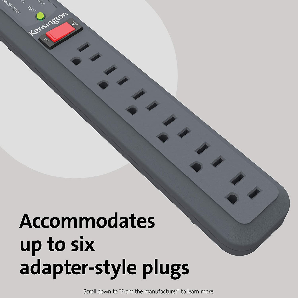 Kensington Guardian 6 Outlet, 15-Foot Cord, & 540 Joules Premium Surge Protector (K38215NA) 15ft Power Cord 6 Outlet