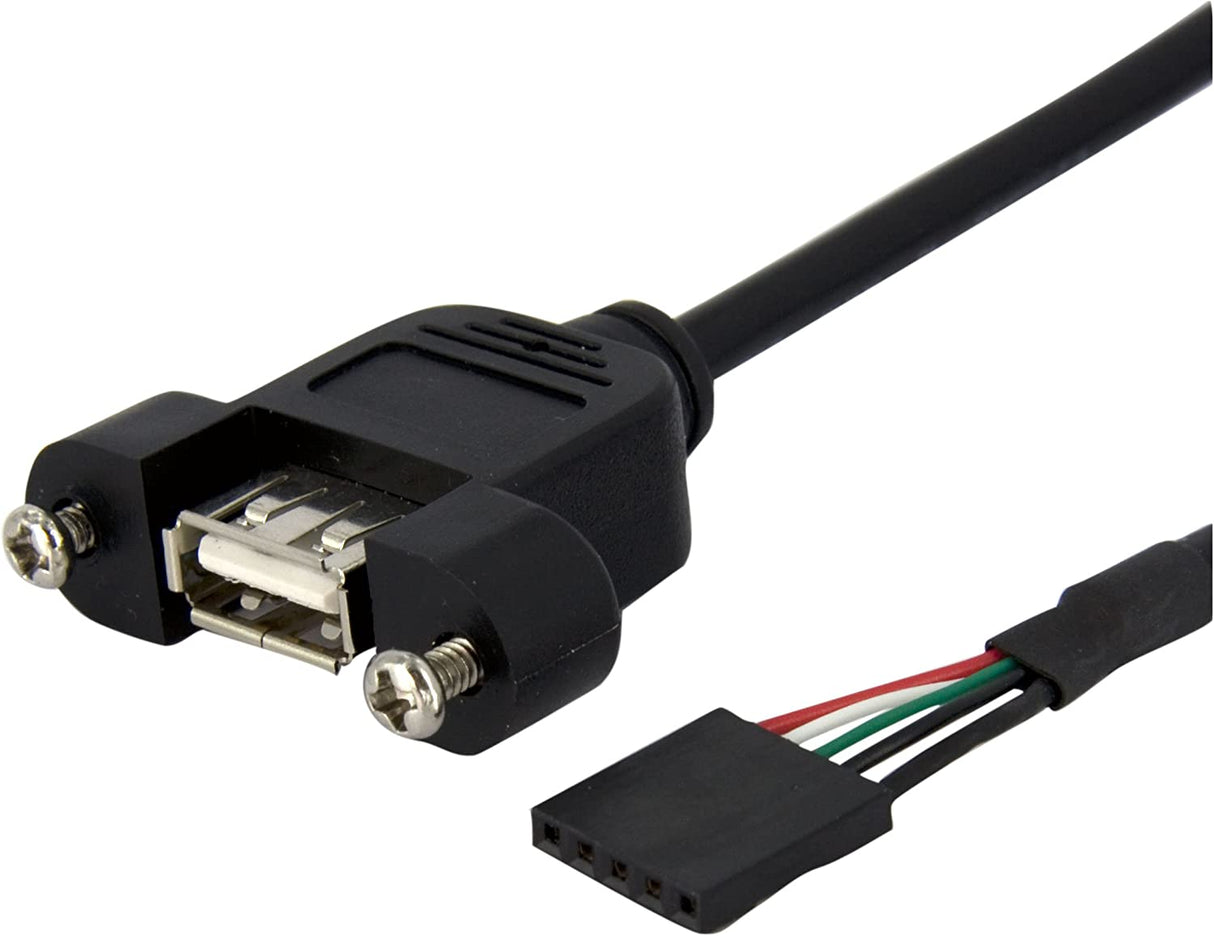 StarTech.com 1 ft Panel Mount USB Cable - USB A to Motherboard Header Cable Adapter F/F - USB 2.0 internal Cable (USBPNLAFHD1)