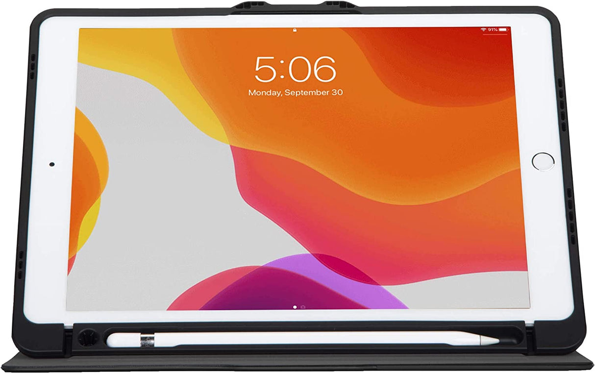 Targus VersaVu Apple iPad (7/8/9th Gen) 10.2-inch, iPad Air 10.5-inch, and iPad Pro 10.5-inch, Slim Lightweight Smart Shell Stand, Shock Proof, Audio Boost, Secure Closure, Black (THZ863GL) iPad (8th and 7th gen) Black