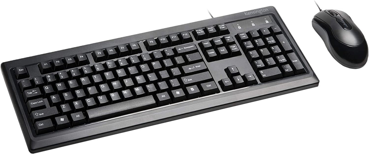 Kensington Mouse-in-a-Box and Keyboard Wired USB Desktop Set (K72436AM), Black Mouse & Keyboard