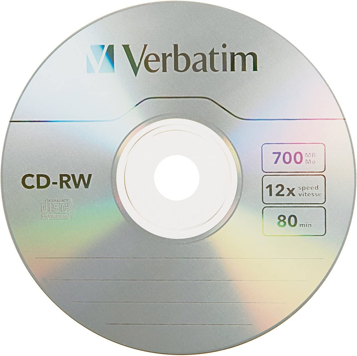 Verbatim CD-RW 700MB 2X-12X Rewritable Media Disc - 10 Pack Slim Case 10pk Slim Case 2X-12X High Speed Media Disc