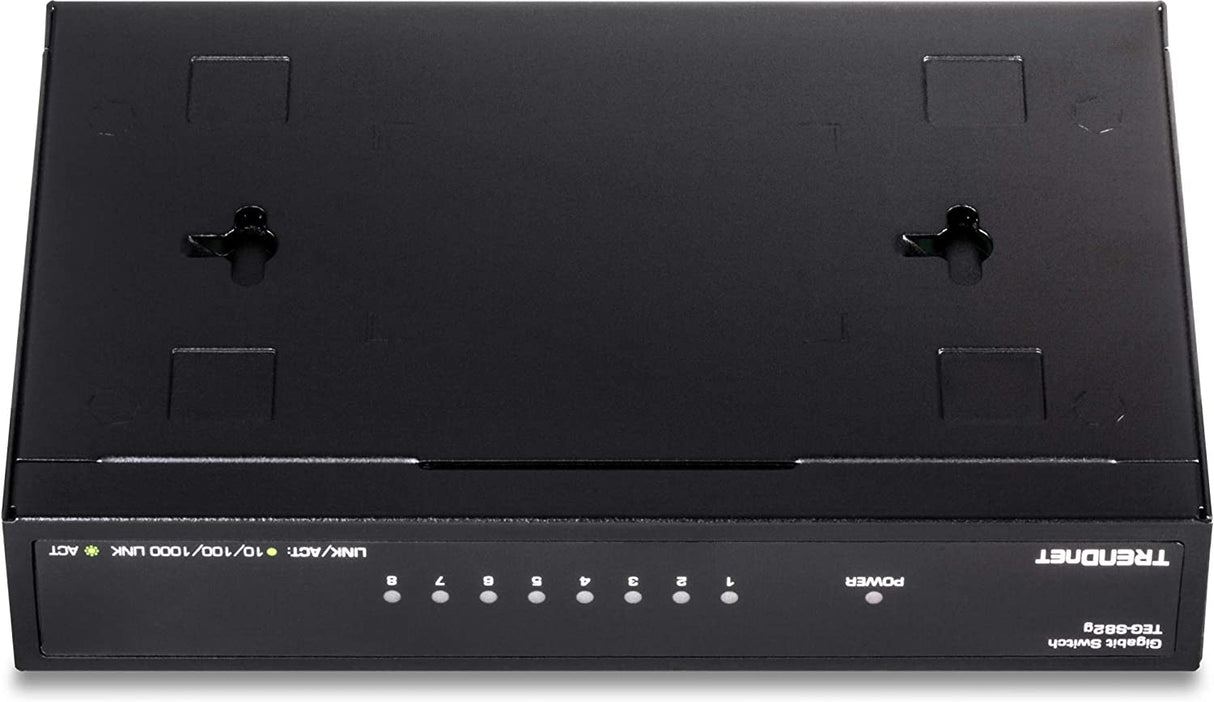TRENDnet 8-Port Gigabit GREENnet Switch, Ethernet Network Switch, 8 x 10-100-1000 Mbps Gigabit Ethernet Ports, 16 Gbps Switching Capacity, Metal, Lifetime Protection, Black, TEG-S82G 8-Port Unmanaged