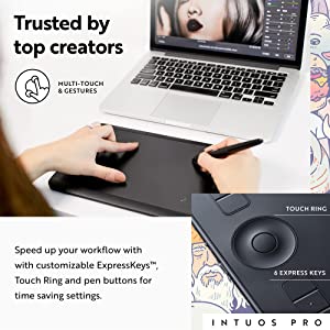 Wacom PTH460K0A Intuos Pro Digital Graphic Drawing Tablet for Mac or PC, Small New Model & Drawing Glove, Two-Finger Artist Glove for Drawing Tablet Pen Display, 90% Recycled Material, eco-Friendly Small Regular + Drawing Glove (1 pack)