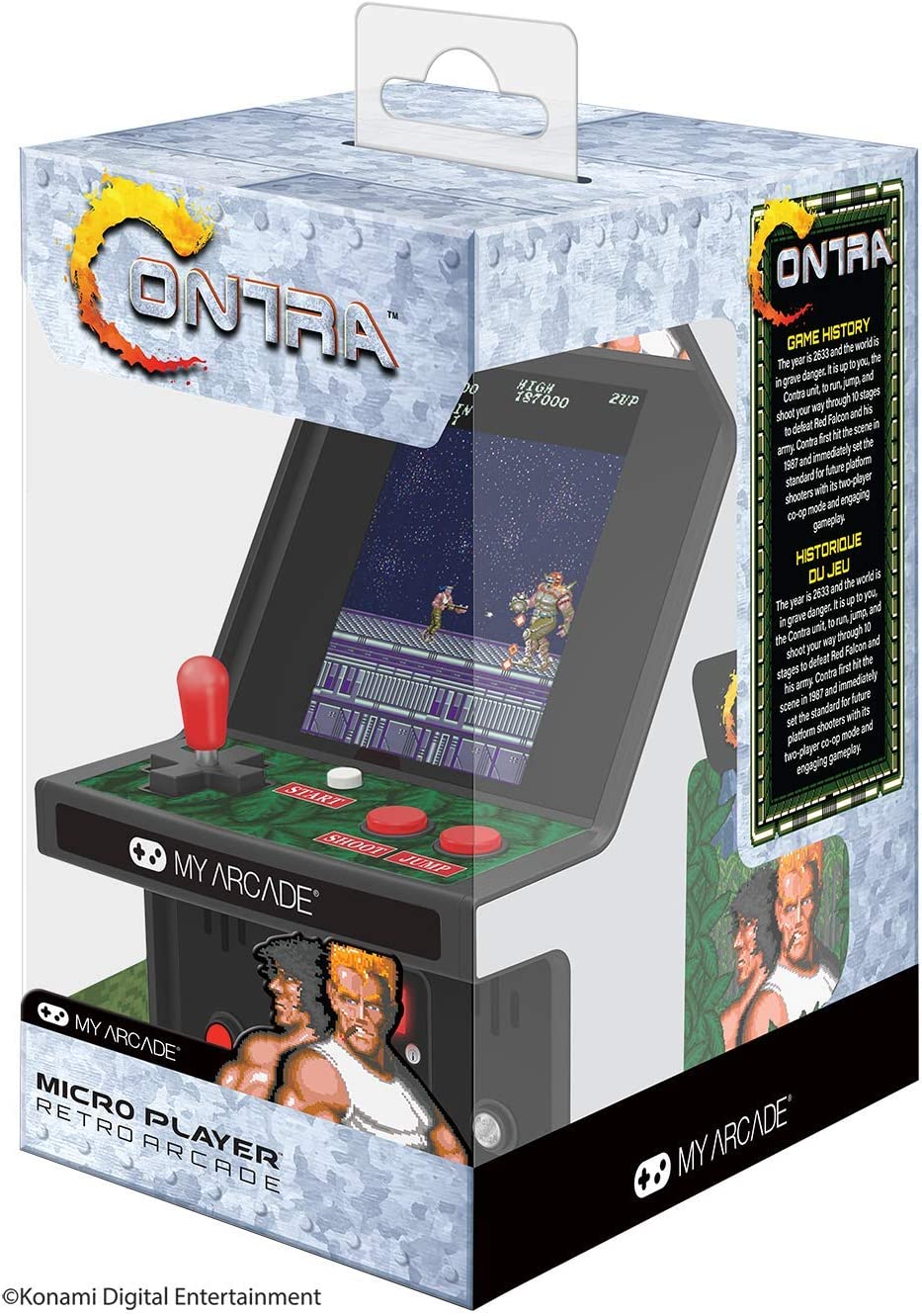 My Arcade Contra Micro Player, Fully Playable, Allows CO/VS Link for CO-OP Action, 6.75 Inch Collectible, Full Color Display, Battery or Micro USB Powered (DGUNL-3280) - Electronic Games Standard Edition