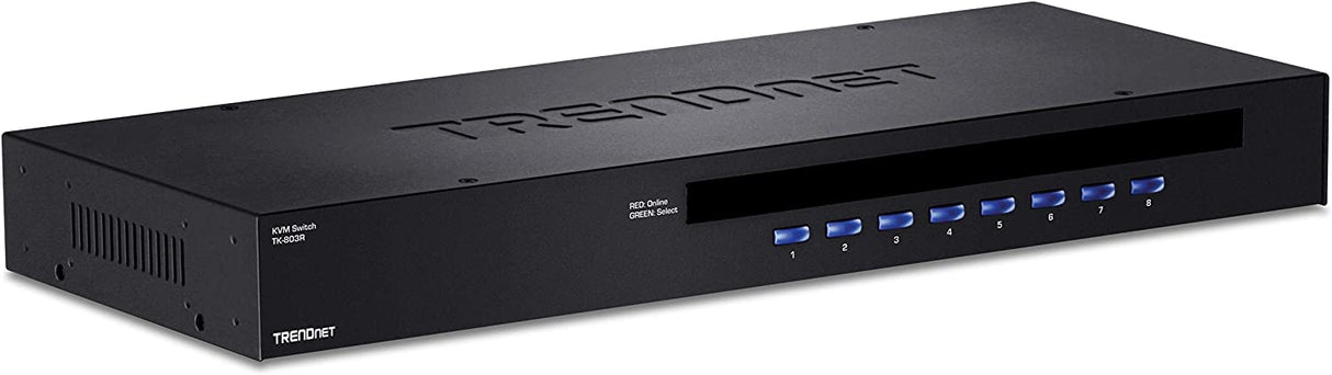 TRENDnet 8-Port USB/PS2 Rack Mount KVM Switch, TK-803R, VGA & USB Connection, Supports USB & PS/2 Connections, Device Monitoring, Auto Scan, Audible Feedback, Control up to 8 Computers/Servers 8 Port USB/PS2