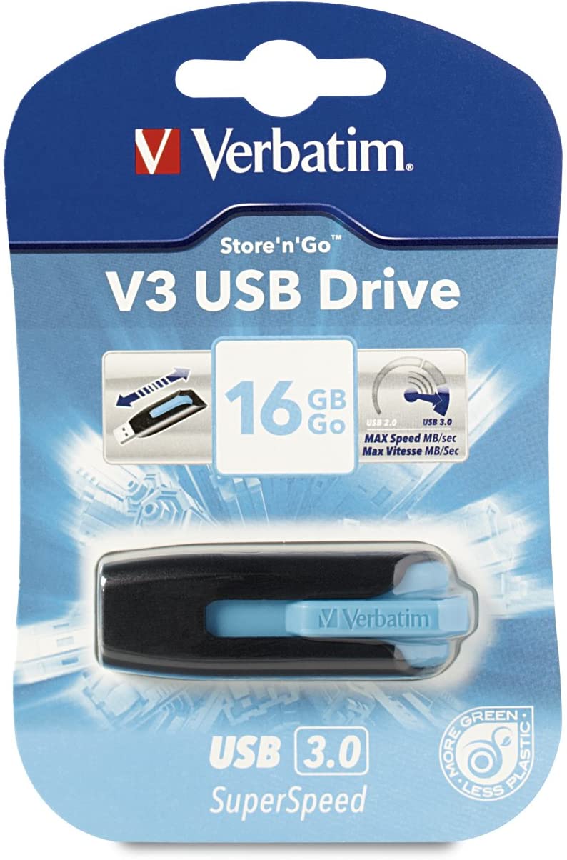 Verbatim 16 GB Store N Go Drive Blu (49176), Blue, Black Blue, Black 0.6" x 0.8" x 2.6"