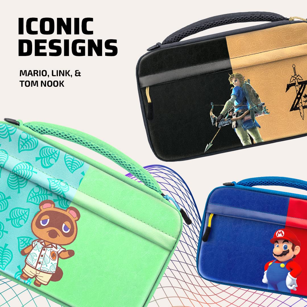 PDP Gaming Officially Licensed Switch Commuter Case - Animal Crossing - Semi-Hardshell Protection - Protective PU Leather - Holds 14 Games - Works with Switch OLED & Lite - Perfect for Kids / Travel Animal Crossing Tom Nook