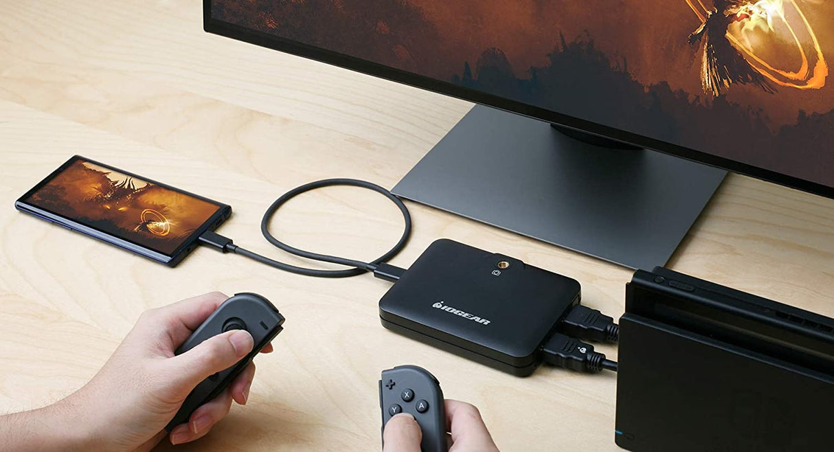 IOGEAR Upstream Mobile Capture Adapter 4K Input, 1080p Capture, Mobile Capture,USB-C and A Host Support Video Output, 1/4" Mounting Screw, UVC Support,OBS & Camerafi Support, PD Passthrough (GUV302P)