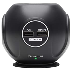 Tripp Lite Safe-IT Conference Room Surge Protector, 3-Outlets & 4 USB Ports, 8 Foot / 2.4M Cord, 10,000 Insurance & Limited Life Manufacturer's Warranty (TLP38UAM) Sphere 3-Outlets + 4 USB