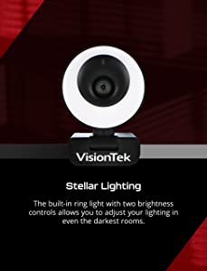 VisionTek VTWC40 Premium Autofocus Full HD 1080P 60FPS Webcam, Chromebook, Computer Video Camera, Digital Dual Microphones, Privacy Cover, 96-Degree Viewing Angle, Work, Study, & Stream (901442)