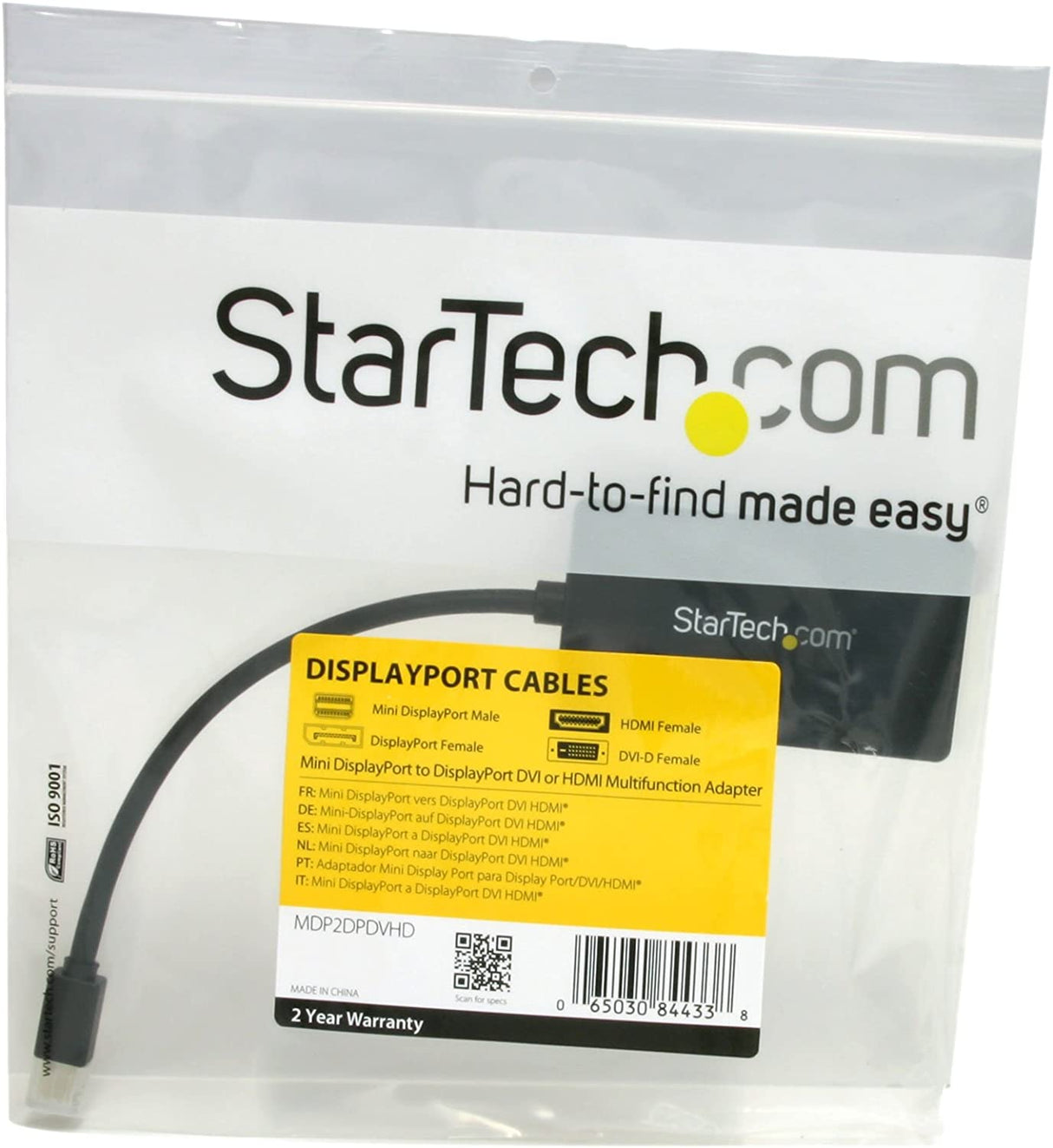 StarTech.com Travel A/V adapter - 3-in-1 Mini DisplayPort to DisplayPort DVI or HDMI converter (MDP2DPDVHD) Mini DisplayPort DisplayPort - DVI - HDMI (Black)