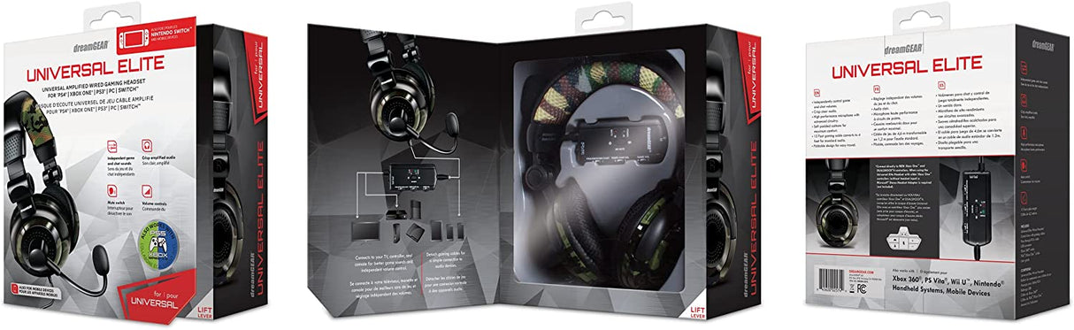 dreamGEAR Universal Elite Amplified, Wired Stereo Gaming Headset for PS4, Xbox One, PS3, Xbox 360, Wii, WiiU, and Even PC,DGUN-2574