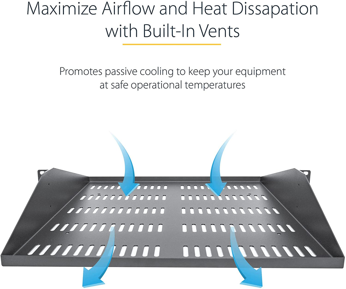 StarTech.com 2U Server Rack Shelf - Universal Vented Rackmount Cantilever Tray for 19" Network Equipment Rack & Cabinet - Durable Design - Weight Capacity 200lb/91kg - 20" Deep (SHELF-2U-20-CENTER-V) 20" Depth Center