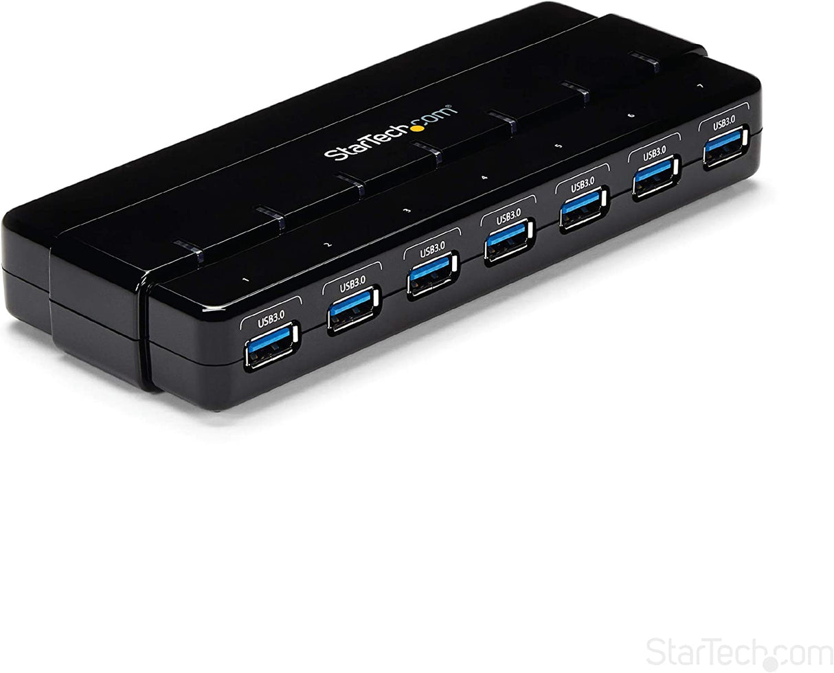 StarTech.com 7 Port USB 3.0 Hub – Up To 5 Gbps – 7 x USB – Universal Multi Port USB Extender for Your Desktop – USB Powered (ST7300USB3B) 7 x SuperSpeed USB-A | Power Adapter Desktop