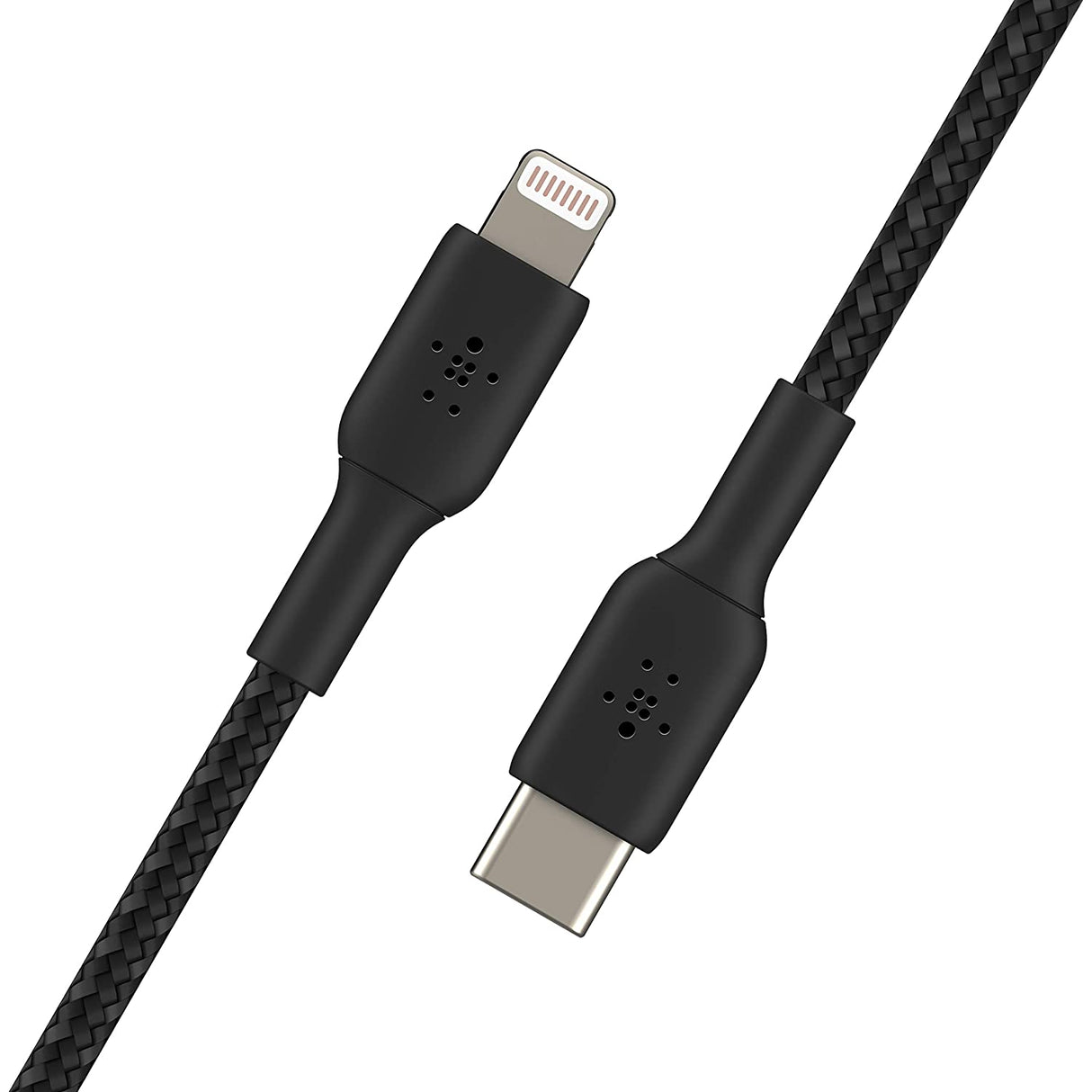 Belkin Braided Lightning Cable 6.5ft/2m, Black (CAA002bt2MBK) & Braided USB C to Lightning Cable MFi Certified iPhone Fast Charger Type C 6.6FT/2M (Black) Black 6.6 FT Braided Cable + USB C Lightning Cable