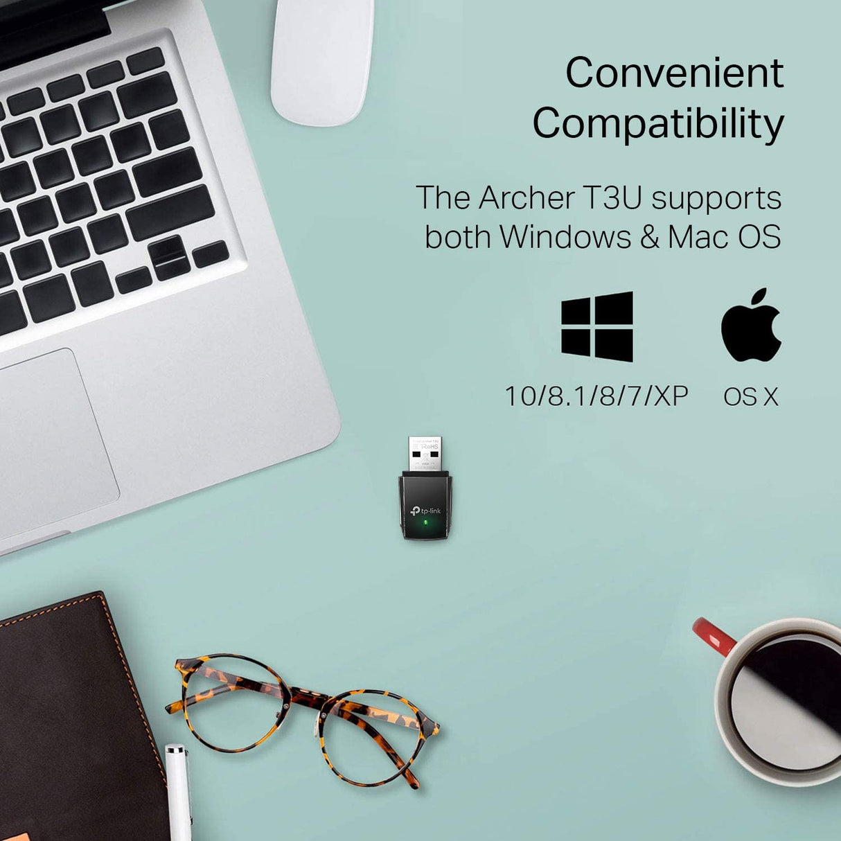 TP-Link AC1300 USB WiFi Adapter(Archer T3U)- 2.4G/5G Dual Band Wireless Network Adapter for PC Desktop, MU-MIMO WiFi Dongle, USB 3.0, Supports Windows 11, 10, 8.1, 8, 7, XP/Mac OS X 10.9-10.14 AC1300 Dual Band