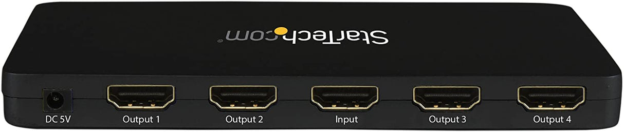 StarTech.com 4K HDMI Splitter - 4k 30Hz - 4 Port - Aluminum - Backward Compatible - HDMI Multi Port - HDMI Hub (ST124HD4K),Black