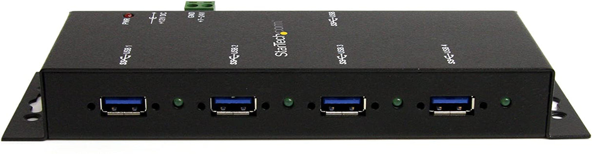 StarTech.com 4-Port USB 3.0 Hub - Metal Industrial USB-A Hub - Wall or Desk Mountable USB Data Hub - TAA Compliant USB Expander Hub (ST4300USBM)